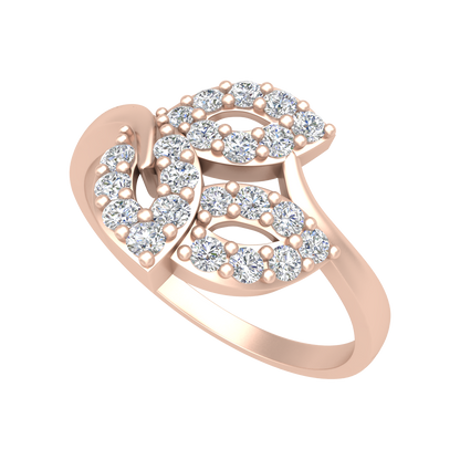 Tri Leaves Diamond Ring In 925 Sterling Silver - One