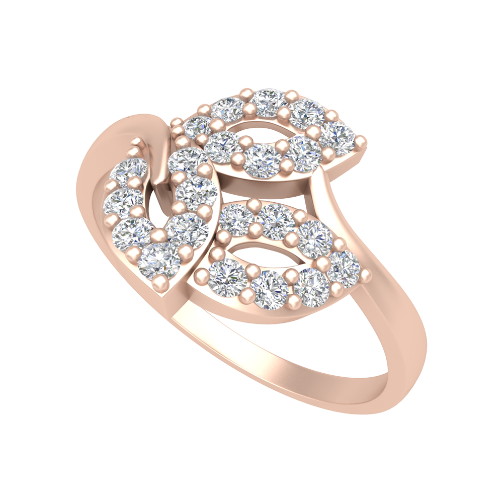Tri Leaves Diamond Ring - One