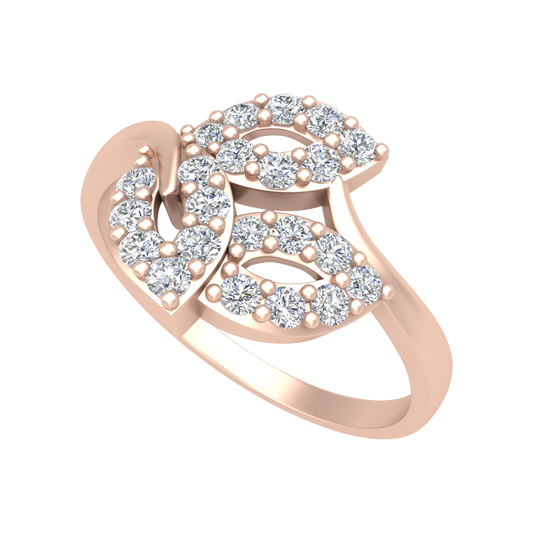 Tri Leaves Diamond Ring - One