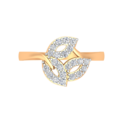 Tri Leaves Diamond Ring In 925 Sterling Silver - Ten