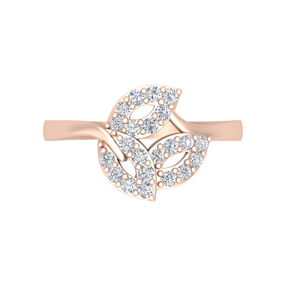 Tri Leaves Diamond Ring - Two