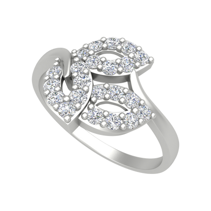 Tri Leaves Diamond Ring In 925 Sterling Silver - Five