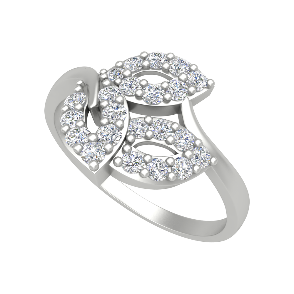 Tri Leaves Diamond Ring - Five