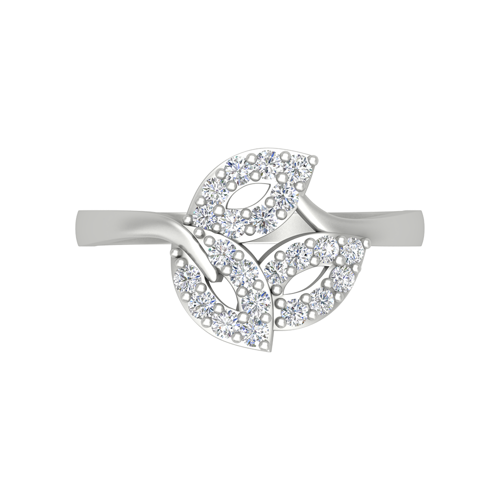 Tri Leaves Diamond Ring - Six