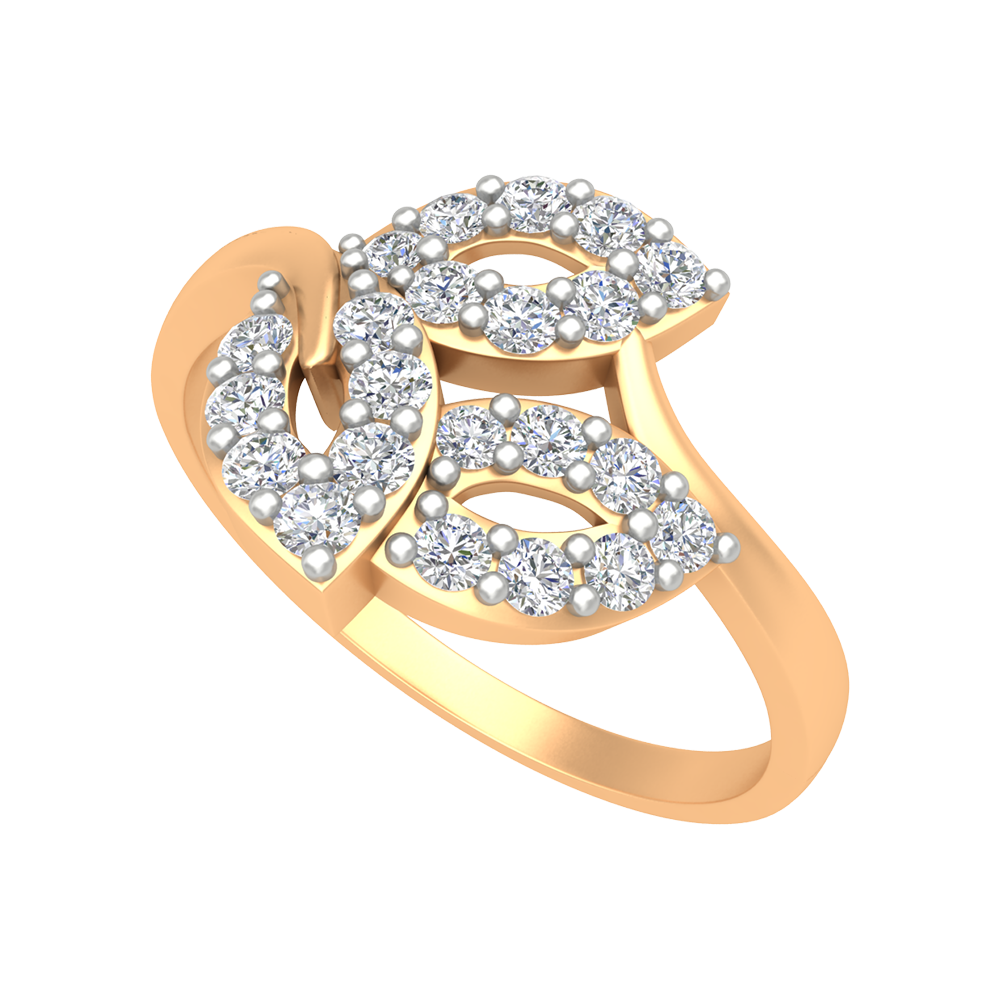 Tri Leaves Diamond Ring In 925 Sterling Silver - Nine