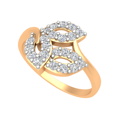 Tri Leaves Diamond Ring In 925 Sterling Silver - Nine