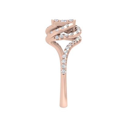 Twisting Squamous Cocktail Ring In 925 Sterling Silver - Three