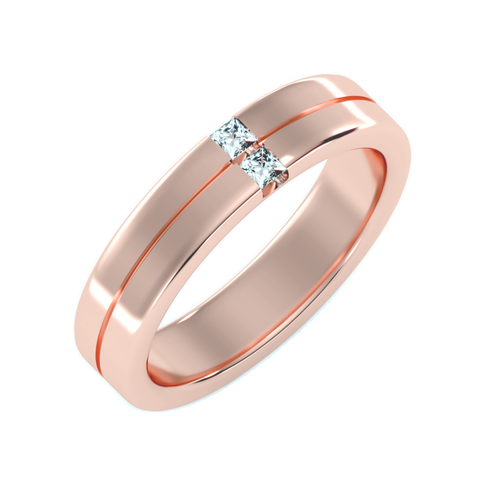 Two Stone Lit Men's Band In 925 Sterling Silver - Ten