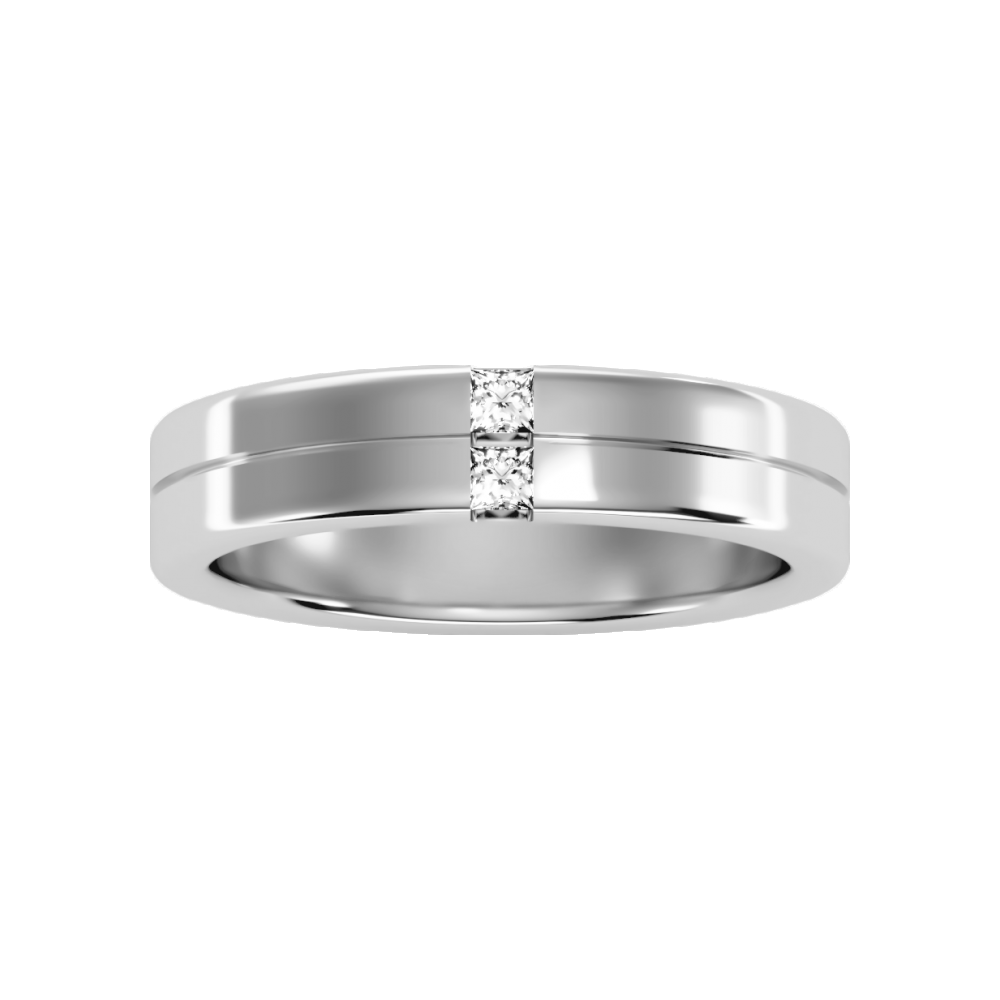 Two Stone Lit Men's Band In 925 Sterling Silver - Four