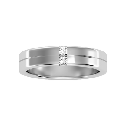 Two Stone Lit Men's Band In 925 Sterling Silver - Four