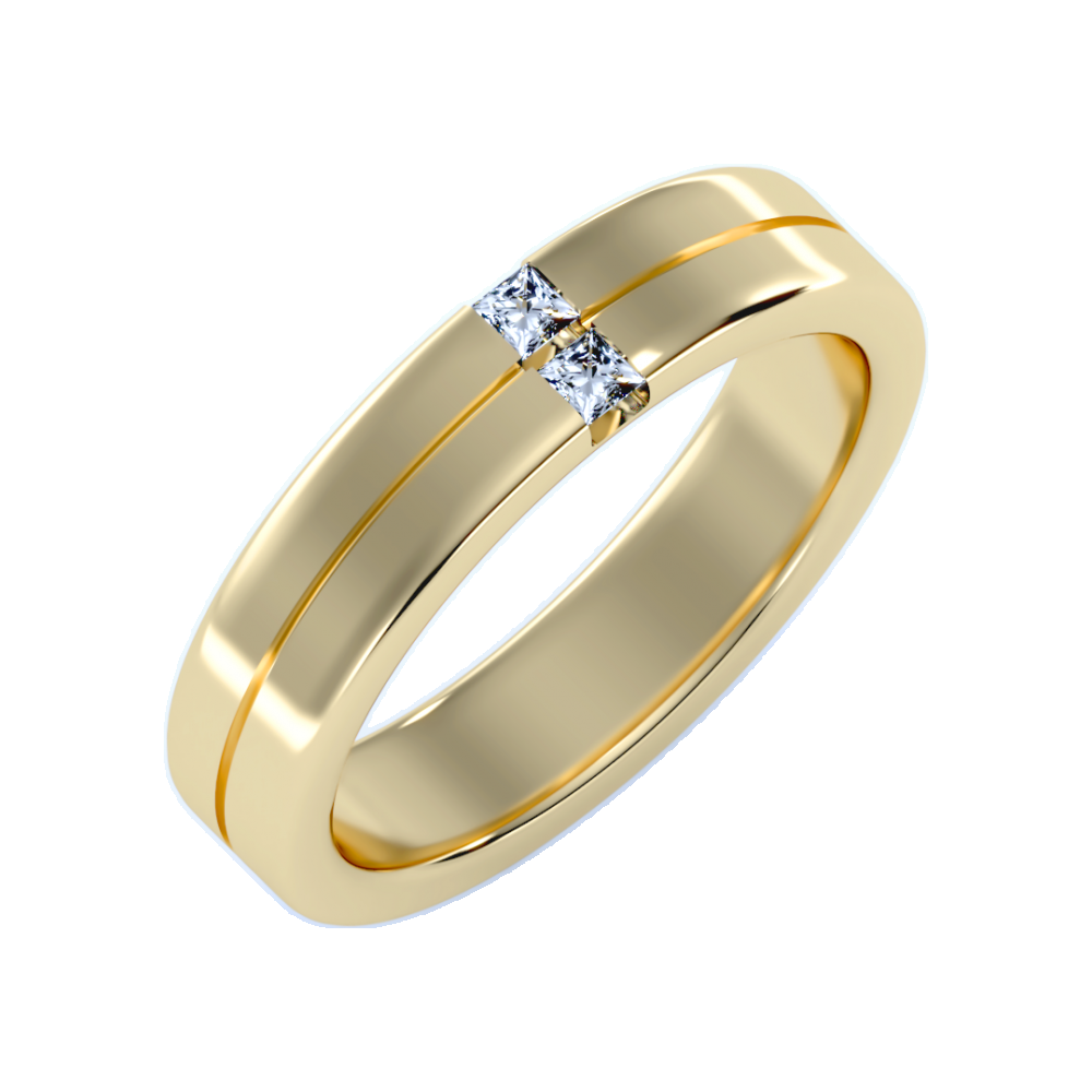 Two Stone Lit Men's Band In 925 Sterling Silver - Six