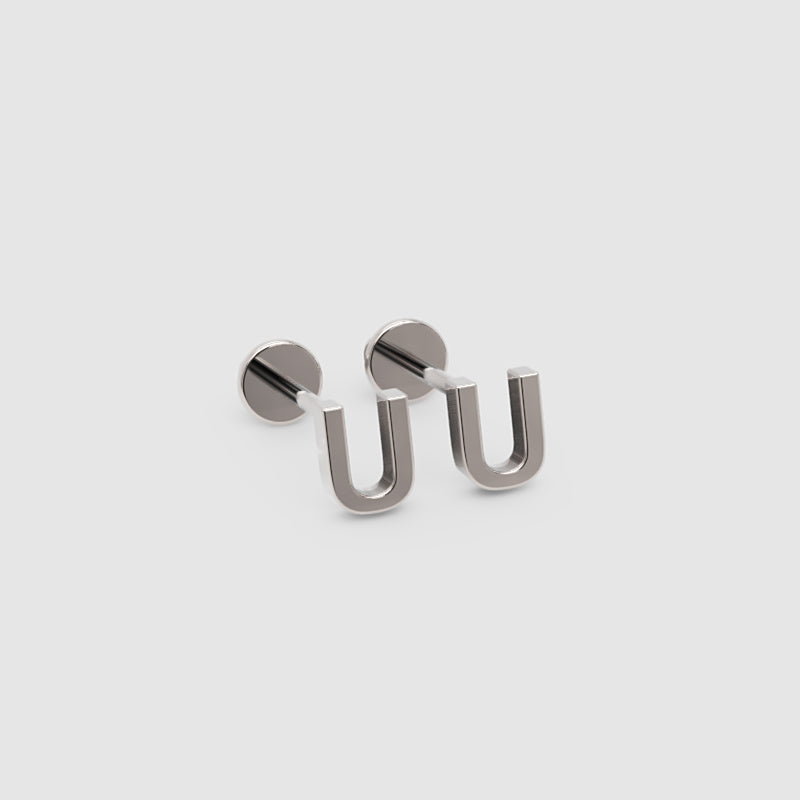 Gold Letter U Initial Stud Earrings - Seven