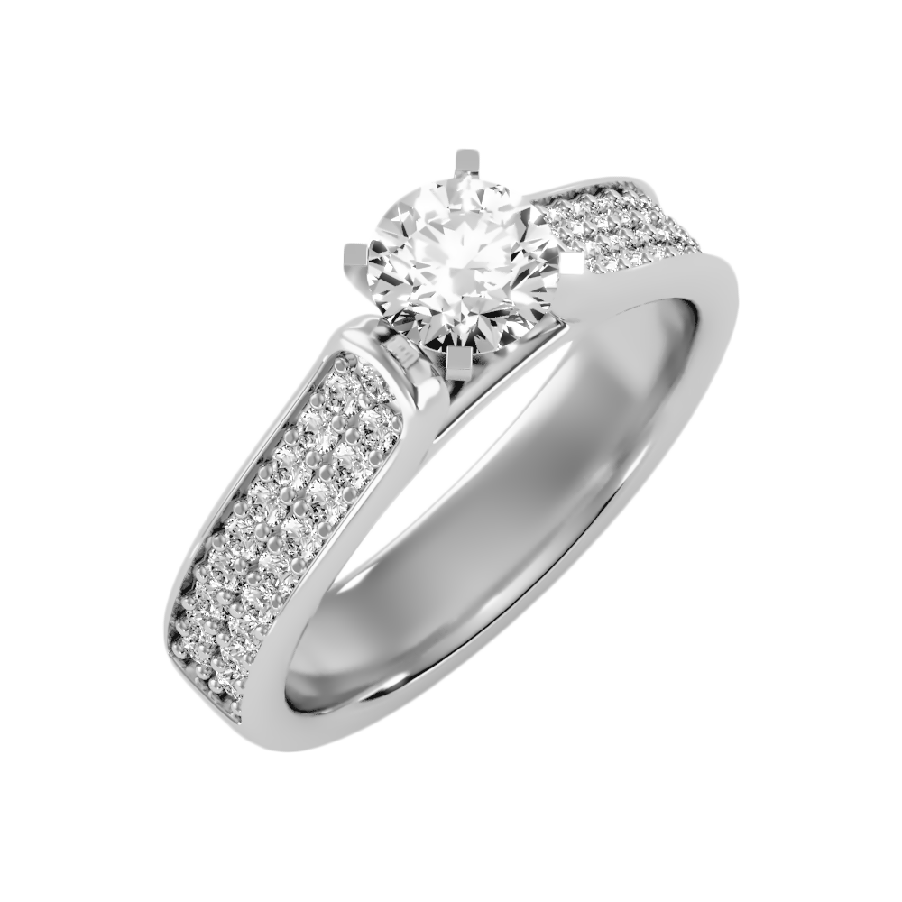 Unique Solitaire Ring In 925 Sterling Silver - Five