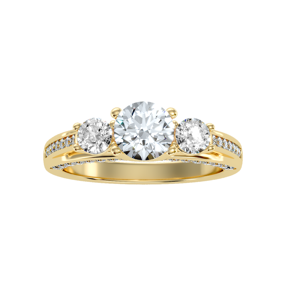 Unmatched Halo Solitaire Ring - Three