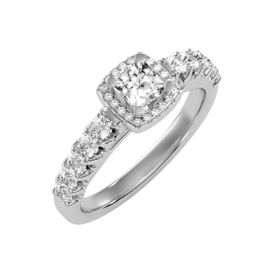 Unusual Diamond Engagement Ring In 925 Sterling Silver - Two