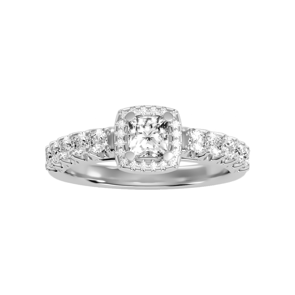 Unusual Diamond Engagement Ring In 925 Sterling Silver - Four