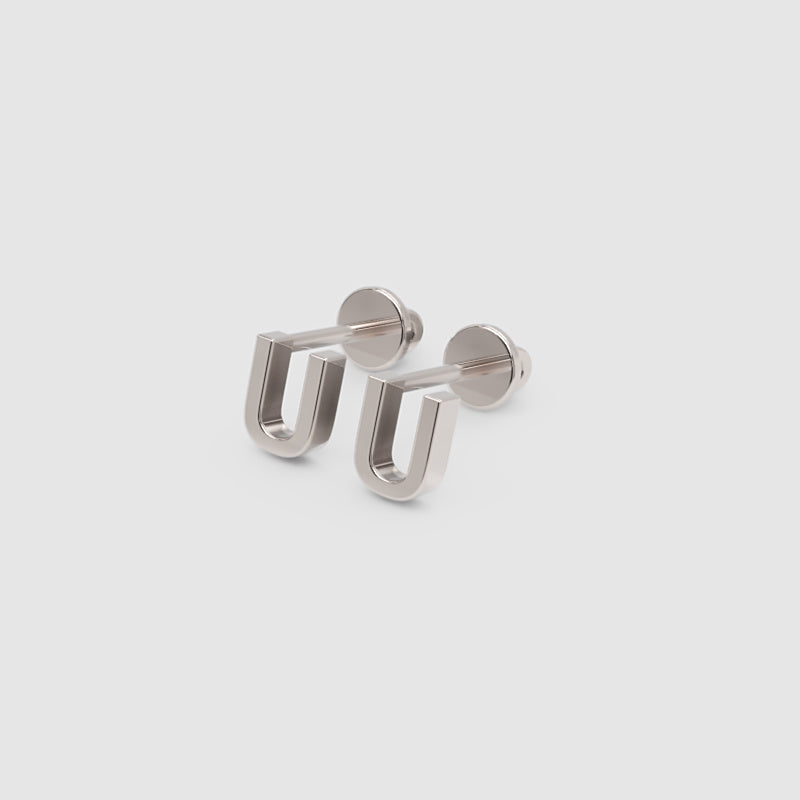 Gold Letter U Initial Stud Earrings - Four