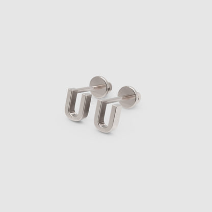 Gold Letter U Initial Stud Earrings - Four