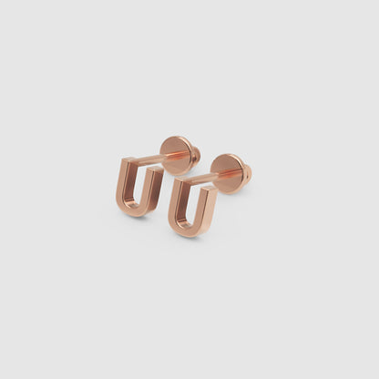 Gold Letter U Initial Stud Earrings - Six