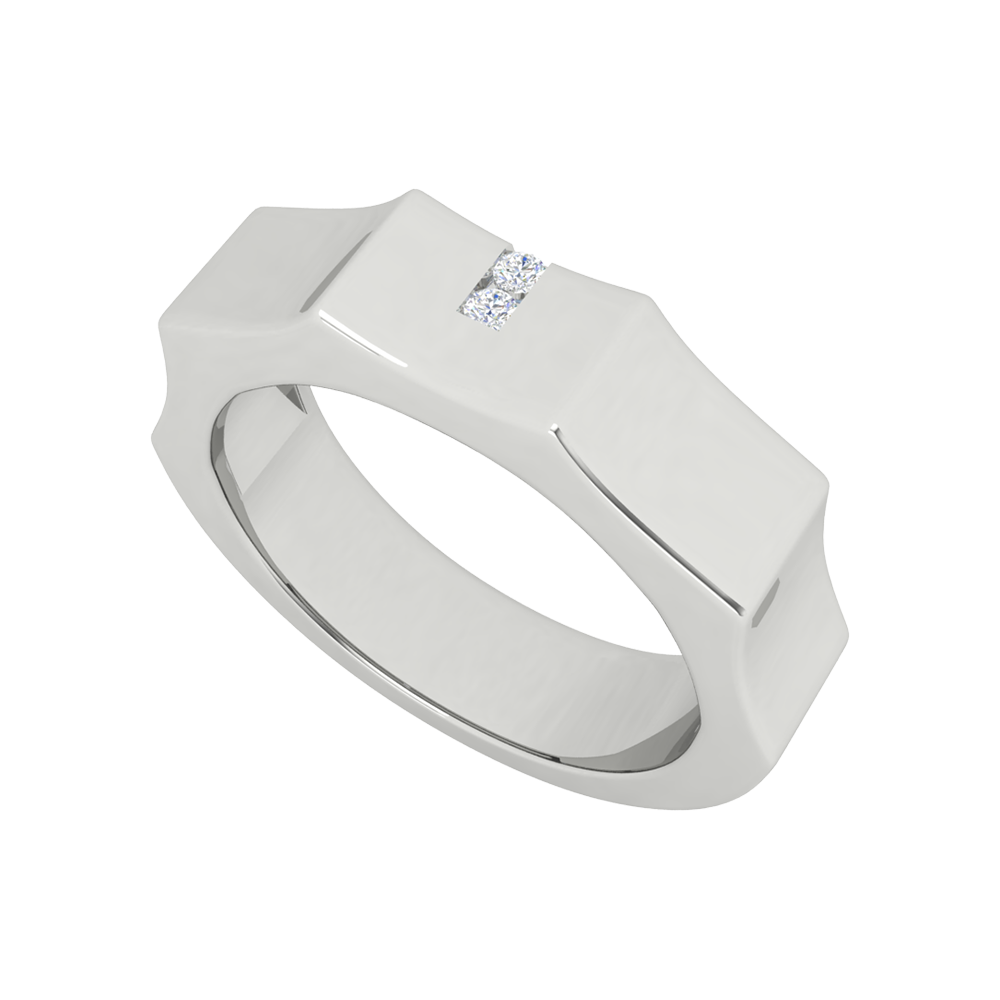Vienne Broad Band Diamond Ring In 925 Sterling Silver - Five