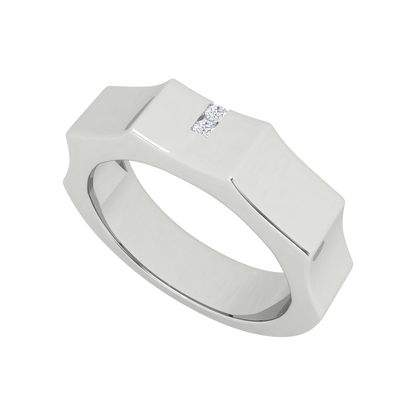 Vienne Broad Band Diamond Ring In 925 Sterling Silver - Five