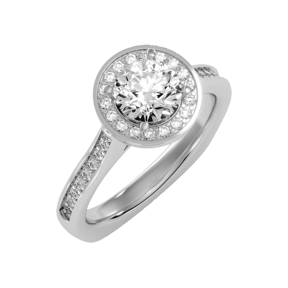 Vintage Classic Halo Diamond Engagement Ring In 925 Sterling Silver - One