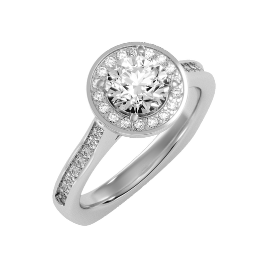 Vintage Classic Halo Diamond Engagement Ring In 925 Sterling Silver - One