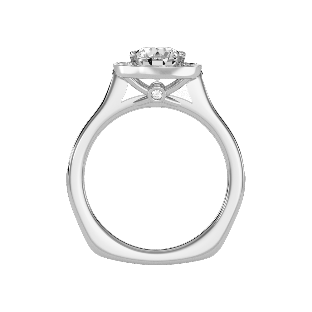 Vintage Classic Halo Diamond Engagement Ring In 925 Sterling Silver - Two