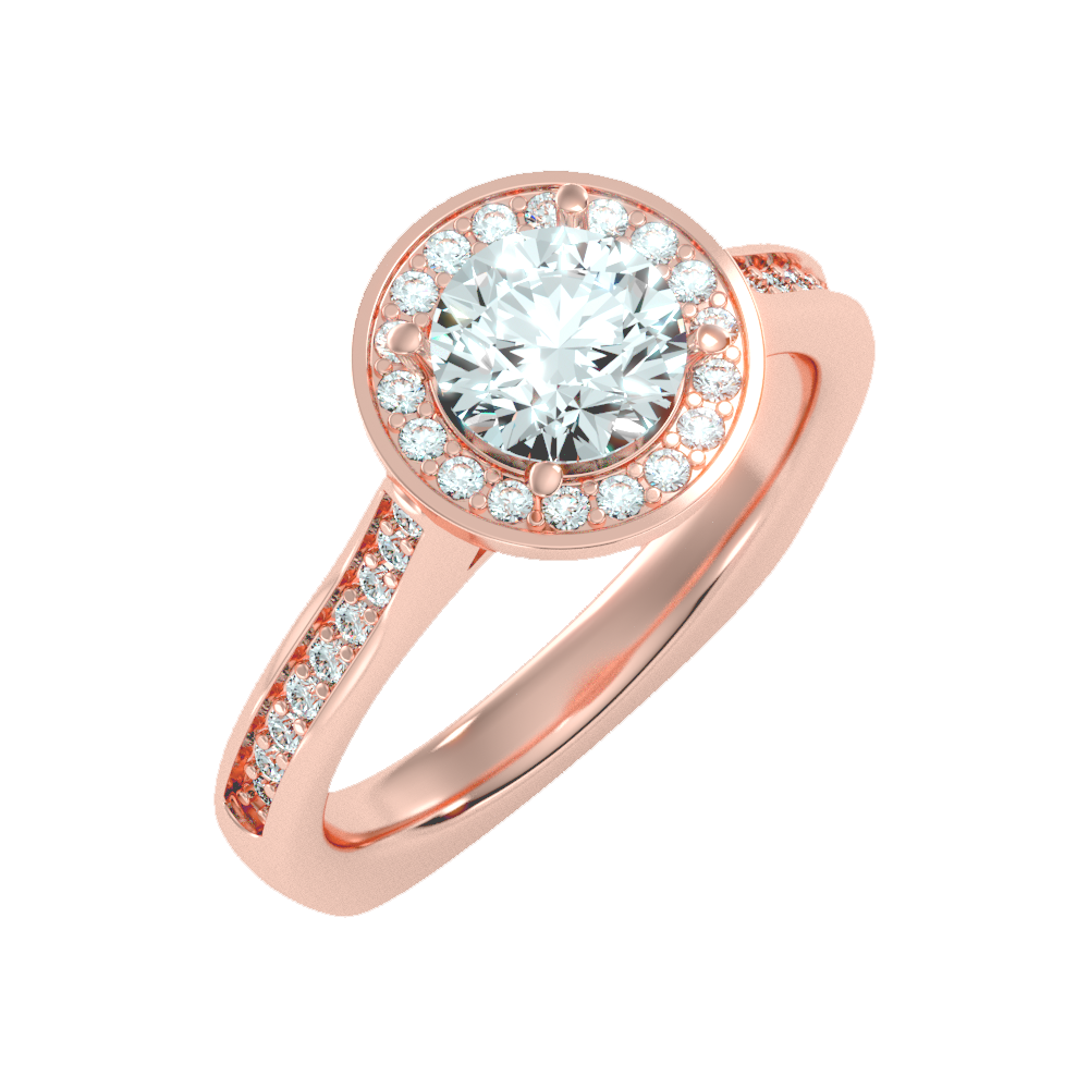 Vintage Classic Halo Diamond Engagement Ring In 925 Sterling Silver - Five