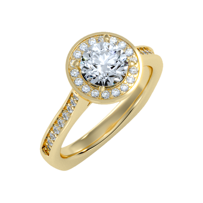 Vintage Classic Halo Diamond Engagement Ring - Nine