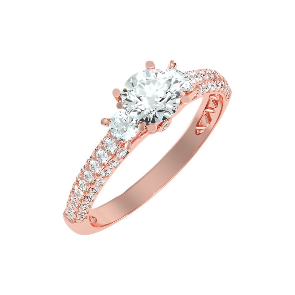 Vivir Tri Stone Ring In 925 Sterling Silver - One