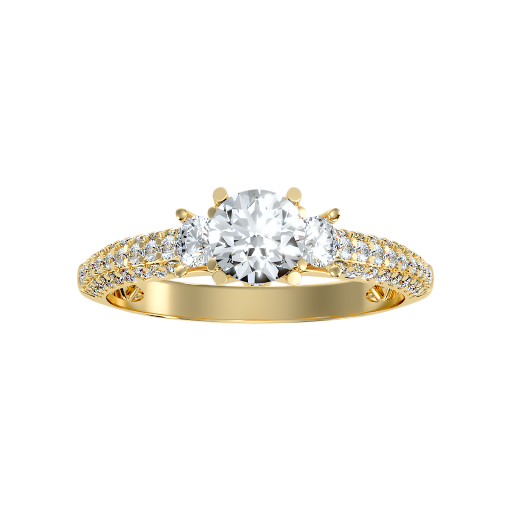 Vivir Tri Stone Ring In 925 Sterling Silver - Ten