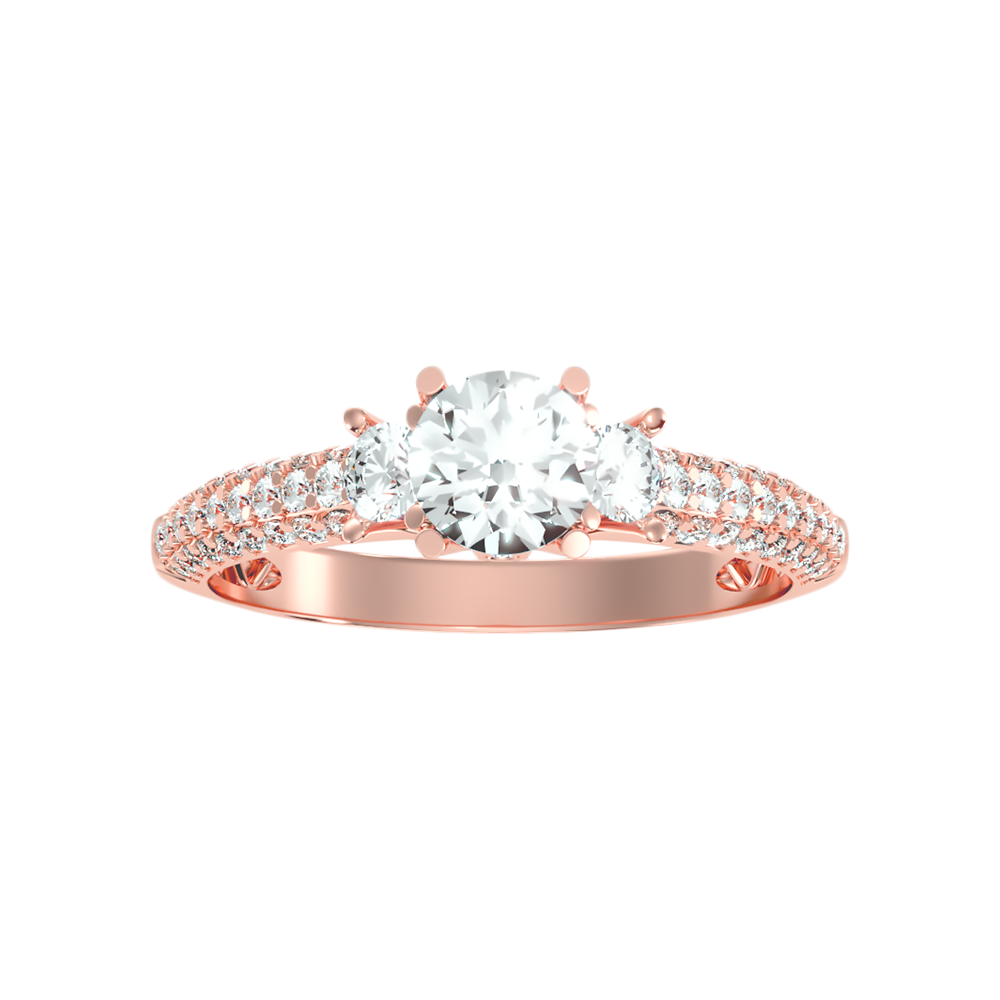 Vivir Tri Stone Ring In 925 Sterling Silver - Two