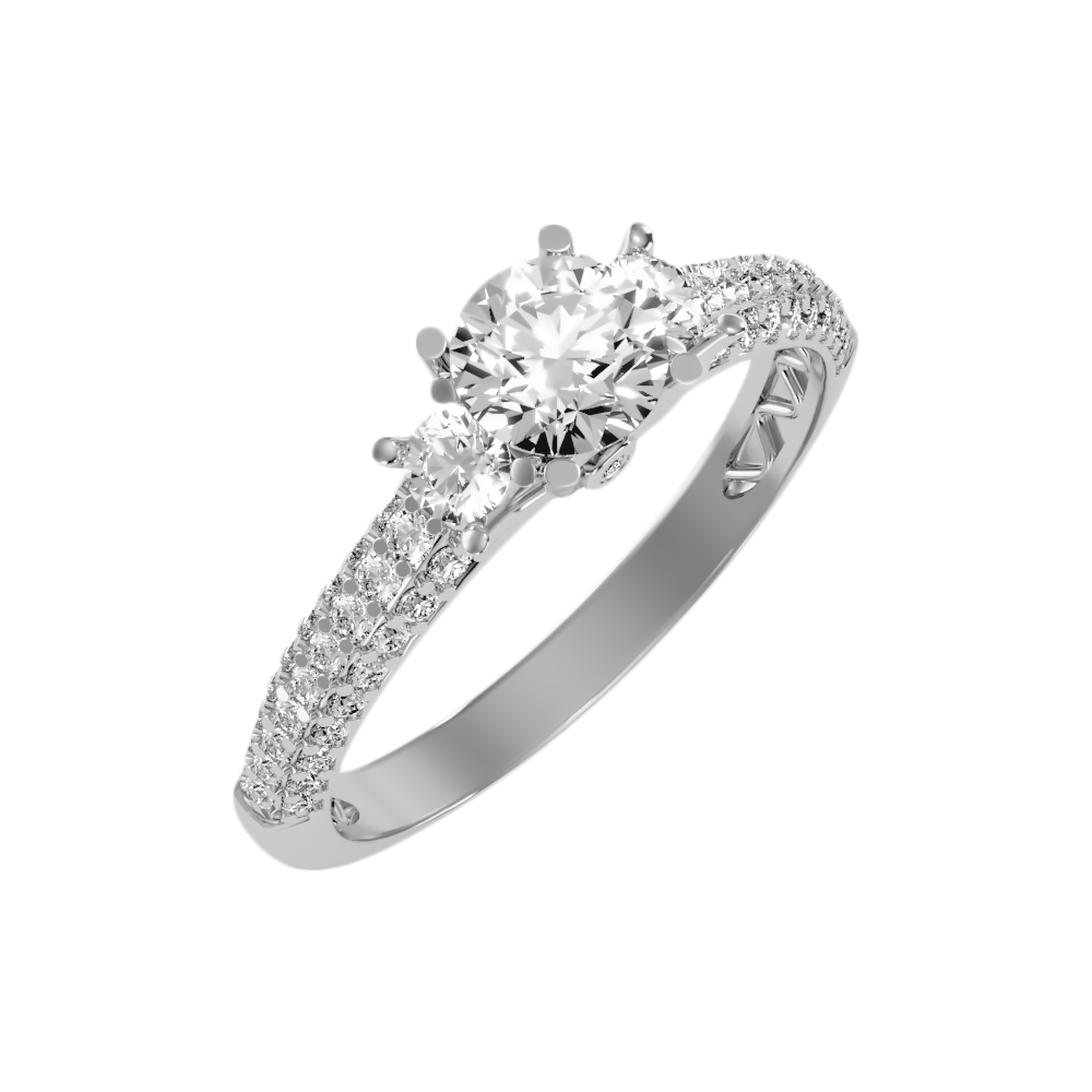 Vivir Tri Stone Ring In 925 Sterling Silver - Five