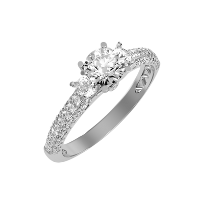 Vivir Tri Stone Ring In 925 Sterling Silver - Five