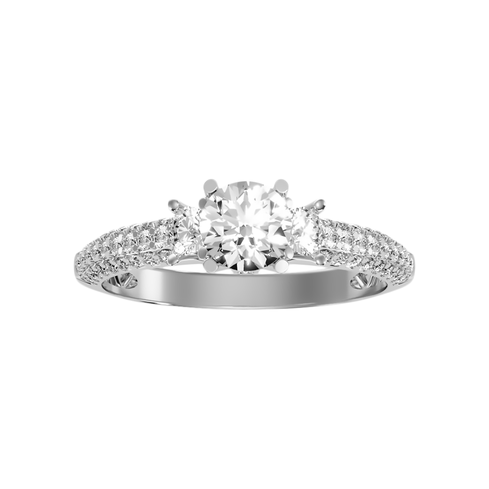 Vivir Tri Stone Ring In 925 Sterling Silver - Six