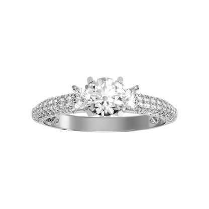 Vivir Tri Stone Ring In 925 Sterling Silver - Six