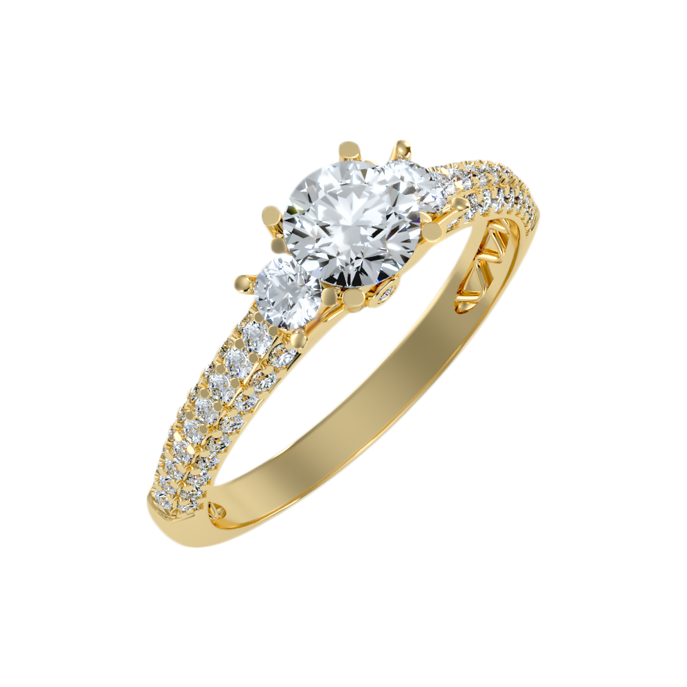 Vivir Tri Stone Ring In 925 Sterling Silver - Nine
