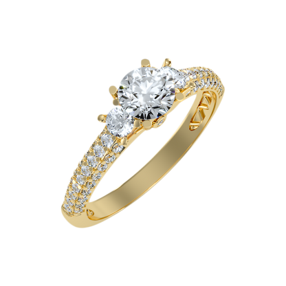 Vivir Tri Stone Ring In 925 Sterling Silver - Nine