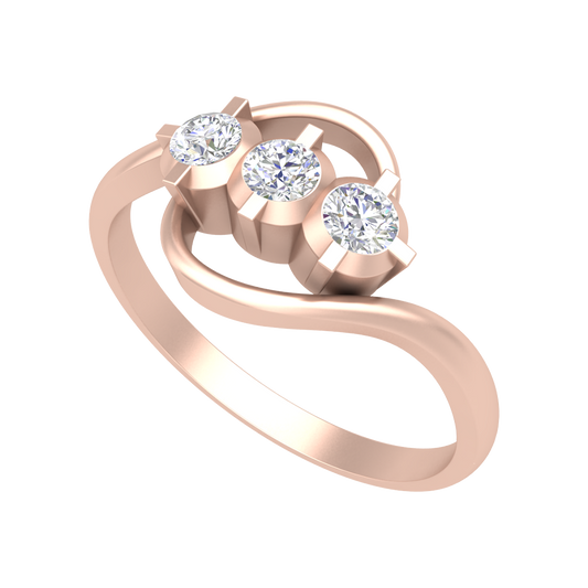 Vlour Band Tri Stone Ring In 925 Sterling Silver - One