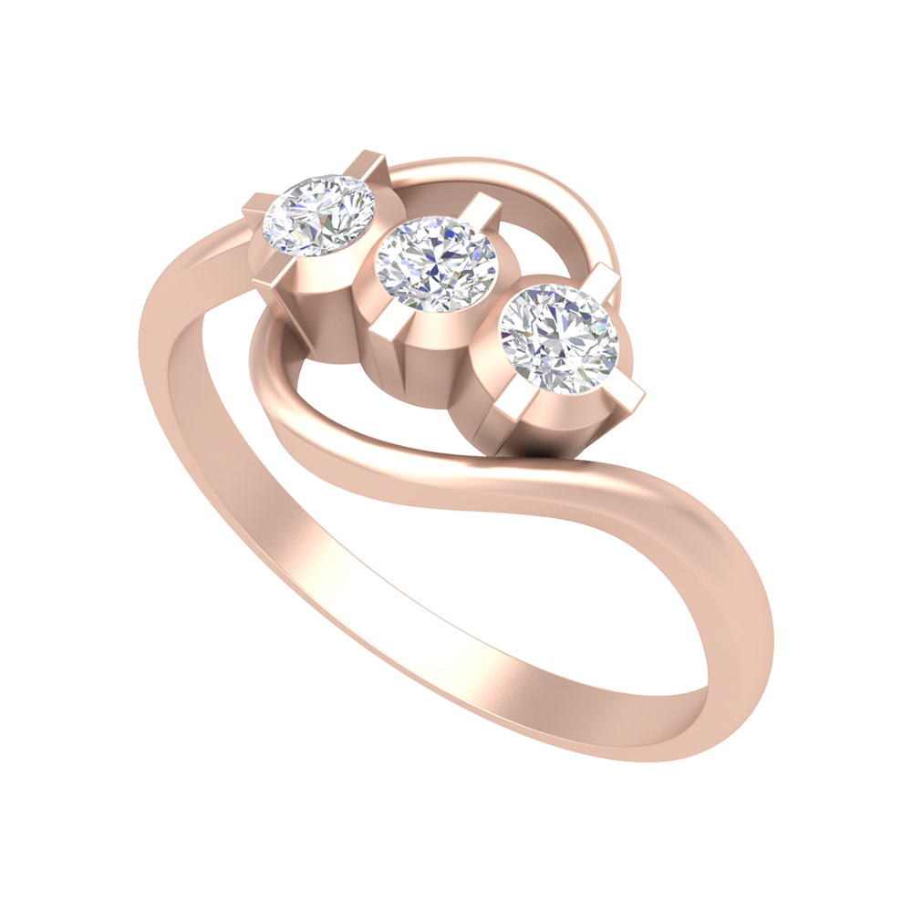 Vlour Band Tri Stone Ring - One