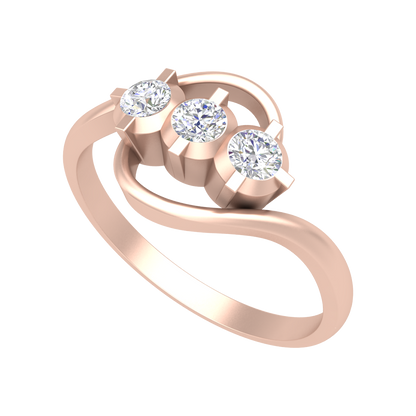 Vlour Band Tri Stone Ring - One