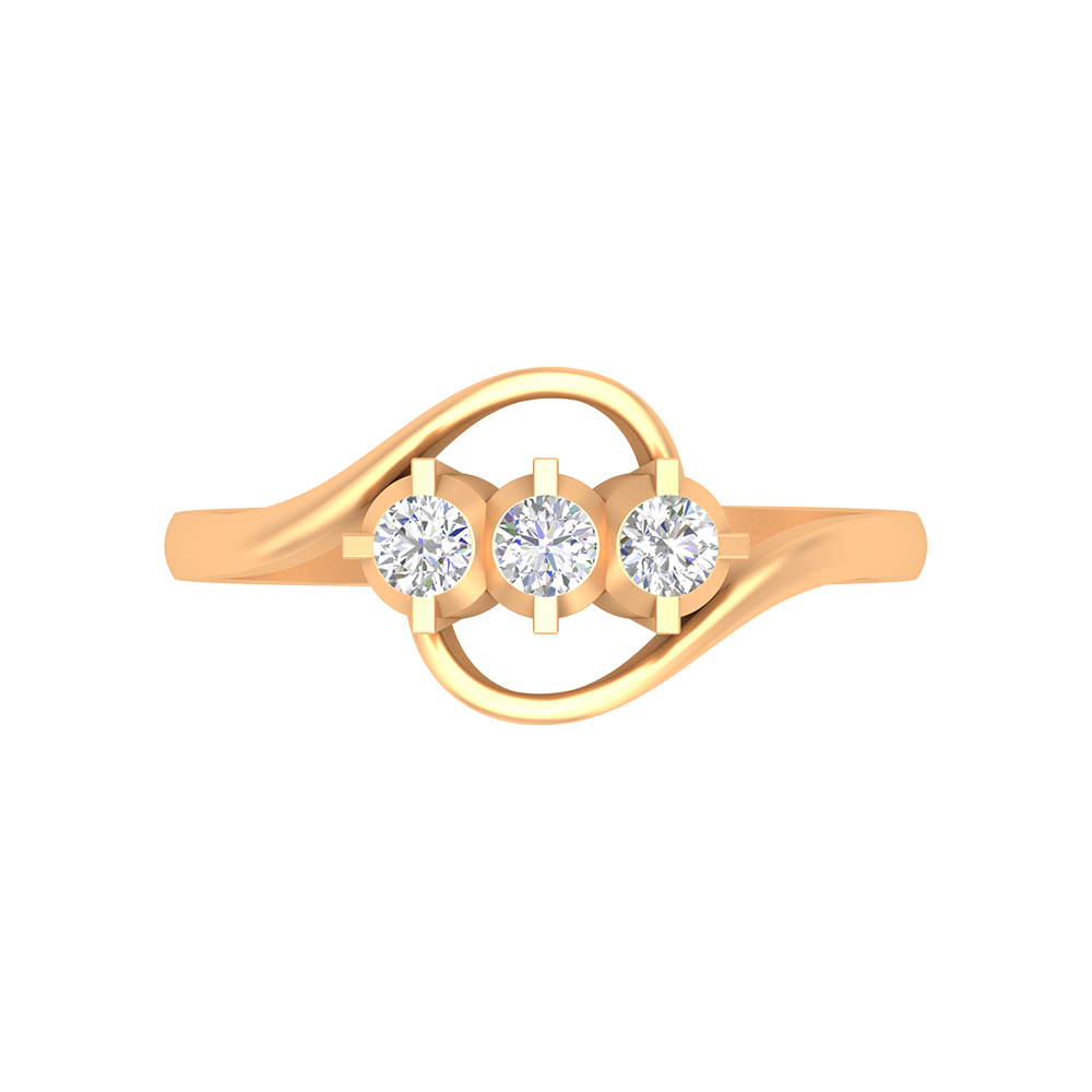 Vlour Band Tri Stone Ring - Ten