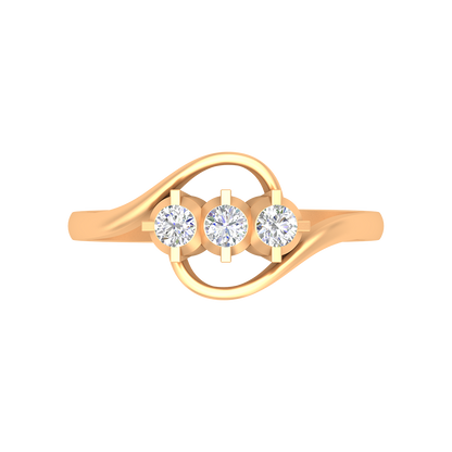 Vlour Band Tri Stone Ring In 925 Sterling Silver - Ten