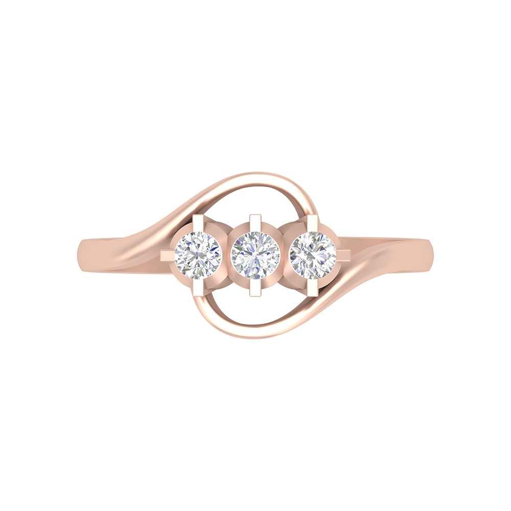 Vlour Band Tri Stone Ring In 925 Sterling Silver - Two