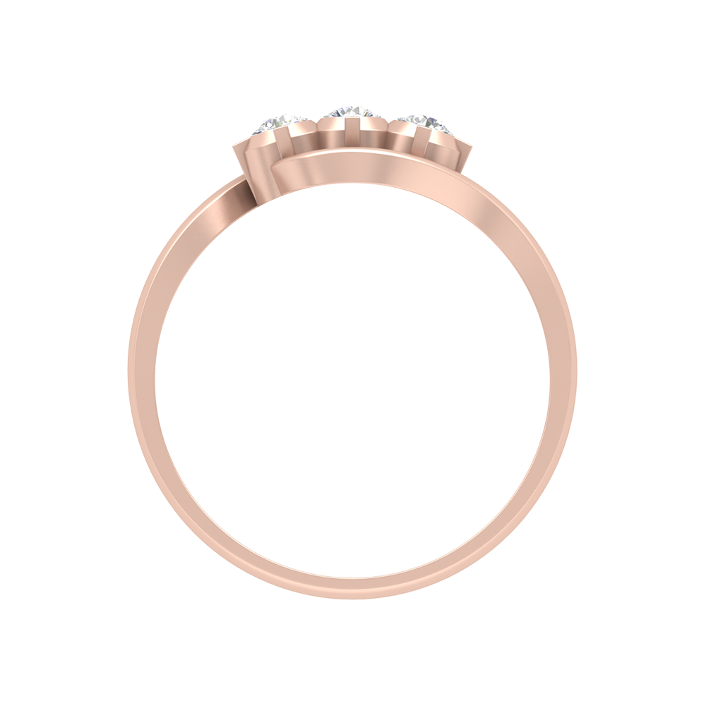 Vlour Band Tri Stone Ring In 925 Sterling Silver - Four