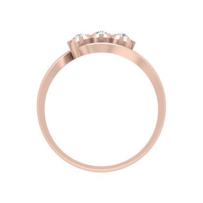 Vlour Band Tri Stone Ring In 925 Sterling Silver - Four
