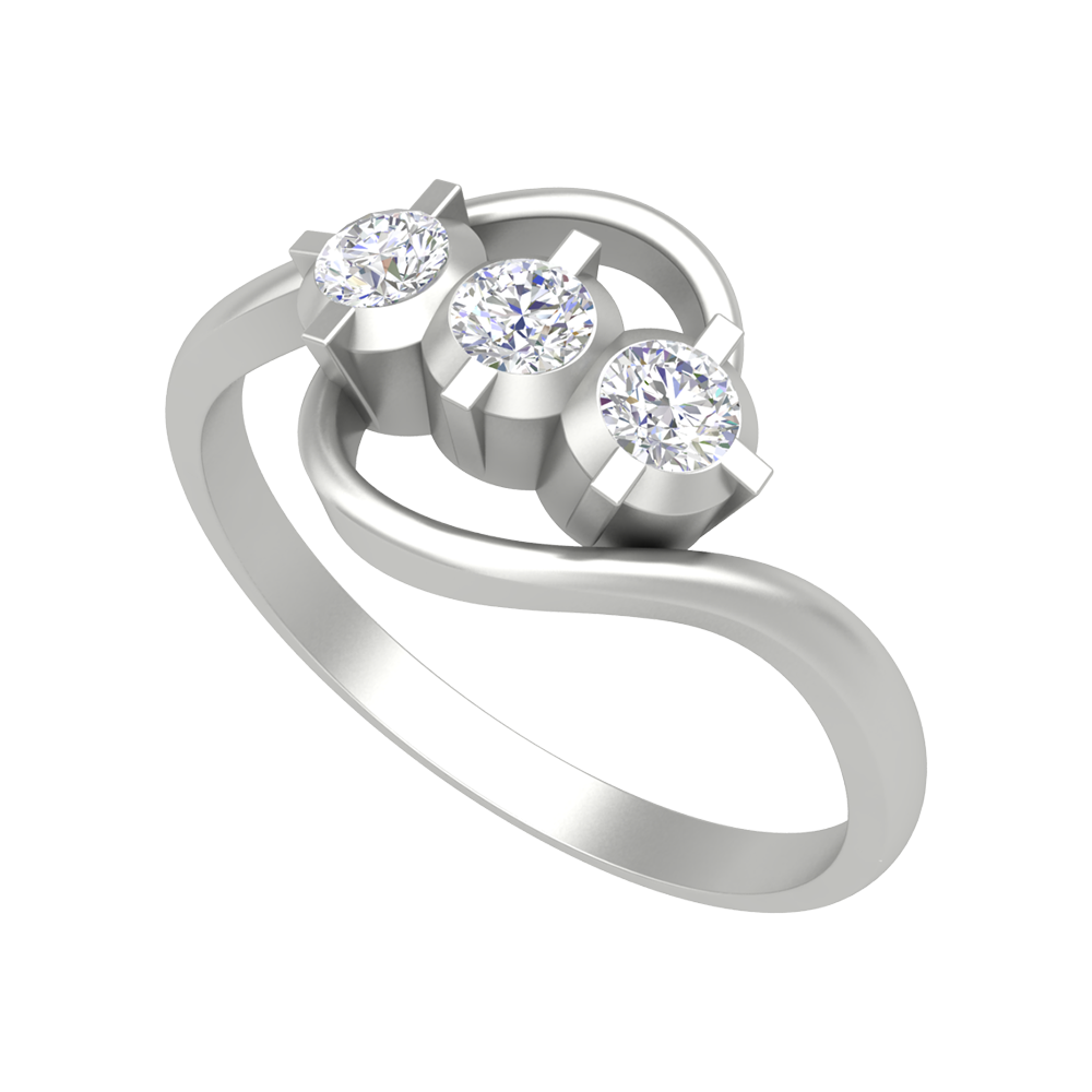 Vlour Band Tri Stone Ring - Five