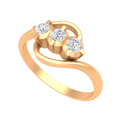 Vlour Band Tri Stone Ring - Nine