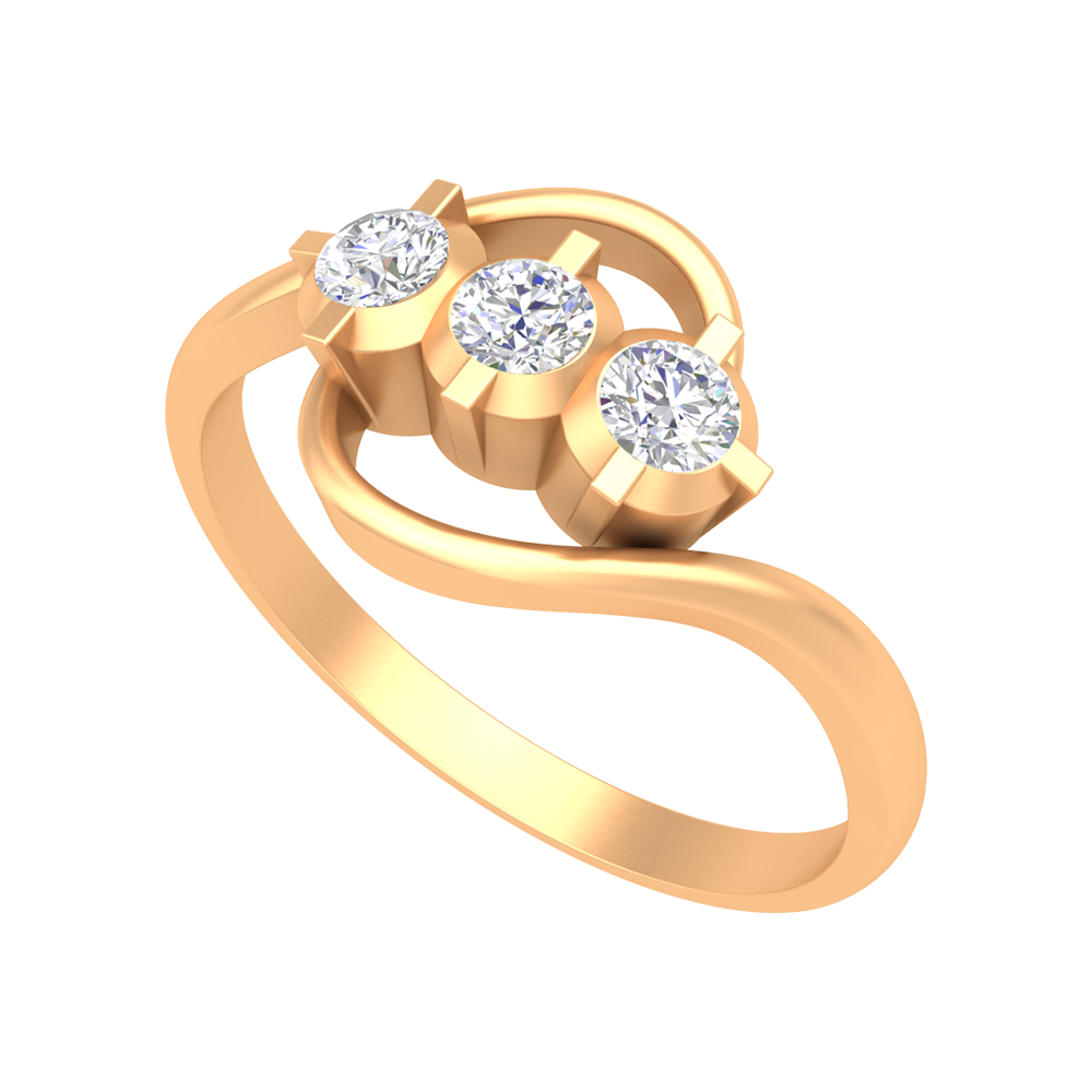 Vlour Band Tri Stone Ring In 925 Sterling Silver - Nine